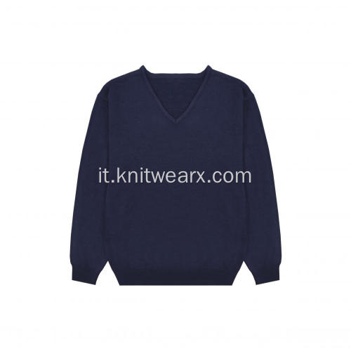 Maglione lavorato a maglia da uomo Pullover classico con scollo a V